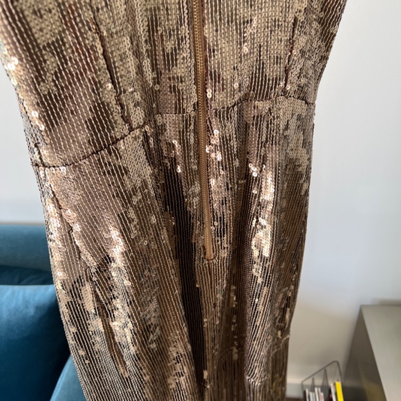Bronx & Banco Gold Sequin Long Curtain Gown - Picture 2 of 7